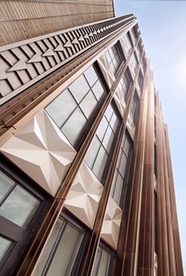 "Walker Tower" facade cladding, aluminium & stainless steel, New York City | © Nico Arellano